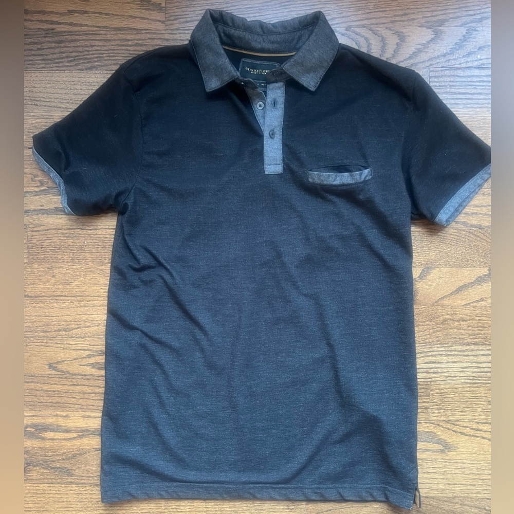 Denim & Flower Charcoal and Light Gray Polo